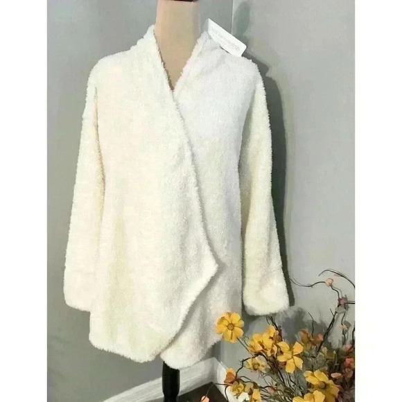 Soft Surroundings Cozy up Cardi Cardigan Fleece Ivory Size Medium NEW - Picture 1 of 6